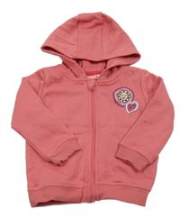 Ružová prepínaci mikina s nášivkami a kapucňou Lupilu