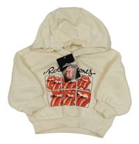 Nové - Smetanová mikina s potiskem a kapucí - The rolling stones