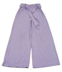 Lila rebrované široké nohavičky s opaskom Page one young