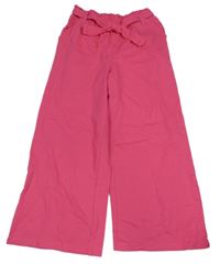Fuchsiové teplákové palazzo kalhoty s páskem 