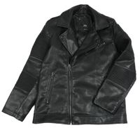 Černý koženkový křivák se žebrovaním River Island