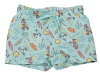 Mintové plážové kraťasy s Mickeym a Minnie H&M