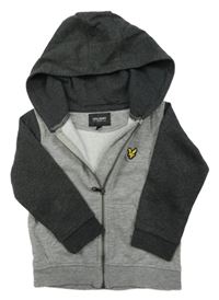 Šedo-tmavošedá propínací mikina s kapucí Lyle&Scott