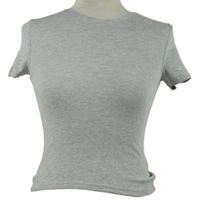 Dámské šedé žebrované crop tričko H&M