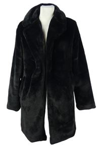 Dámský černý kožešinový kabát Primark