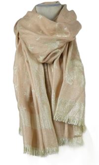 Dámská růžovo-zlatá hvězdičkovaná šála 