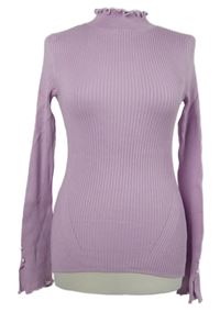 Dámsky ružový rebrovaný sveter so stojačikom River Island