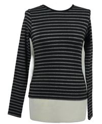 Nové - Dámske čierno-strieborné pruhované tričko Atmosphere