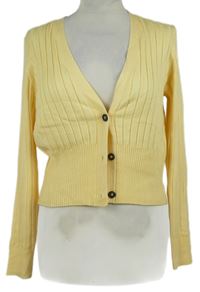 Dámsky žltý rebrovaný crop prepínaci sveter Primark