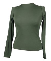 Dámské khaki žebrované triko s volánky Lipsy 