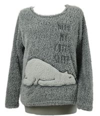 Dámské šedé chlupaté pyžamové triko s medvídkem Blue Motion