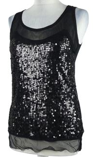 Dámský černý šifonový top s flitry Oli 