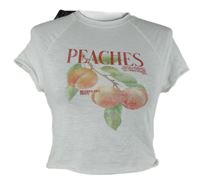 Nové - Dámské bílé crop tričko s potiskem Primark 