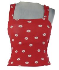 Dámský červený kytičkovaný crop top Hollister 