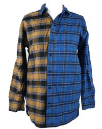 Dámská modro-béžovo-černá kostkovaná halenka Primark 