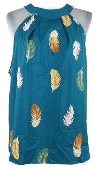 Dámský petrolejový top s peříčky 