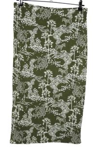 Dámska kaki-biela vzorovaná midi sukňa Peacocks