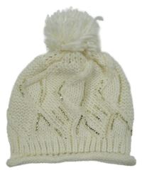 Dámská smetanová vzorovaná čepice s kamínky 
