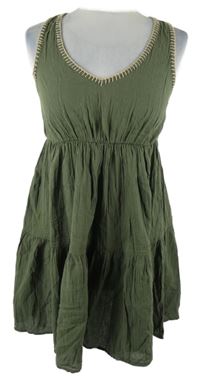 Dámske khaki mušelínové šaty Calzedonia