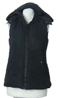Dámska čierna šušťáková zateplená vesta s kapucňou New Look