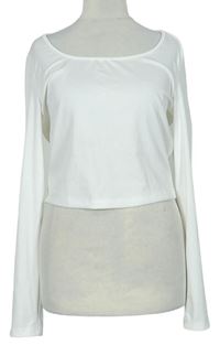 Dámske biele rebrované crop tričko Shein