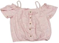 Bielo-neónově ružové melírované crop tričko Next