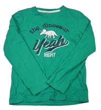 Zelené tričko s nápisom a dinosaurom Vertbaudet