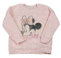 Svetloružová chlpatá mikina s Minnie zn. Disney