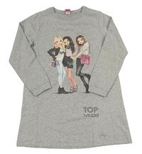 Svetlosivé teplákové šaty s Barbie