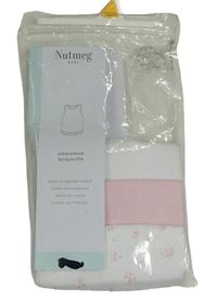 3x body bílé+ bílé s kytičkami+ růžové Nutmeg