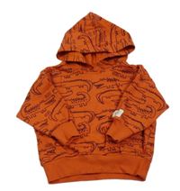 Oranžová mikina s krokodílmi  a kapucňou Keedo