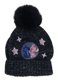 Tmavomodrá melírovaná čepice se Stichem a bambulí George vel.104-128