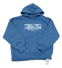 Nové - Modrá mikina s potlačou a kapucňou Dunnes