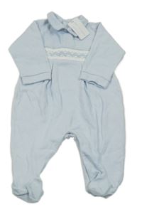 Nové - Světlemodro-bílý overal s límečkem 