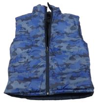 Modrá army šusťáková zateplená oboustranná vesta