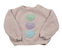 Světlerůžový žinylkový svetr se srdíčky Primark