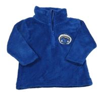 Modrá chlpatá mikina s výšivkou Smily