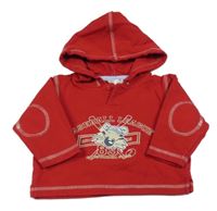 Červená mikina s potlačou a kapucňou C&A