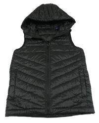 Černá šusťáková prošívaná zateplená vesta s kapucí Jack & Jones
