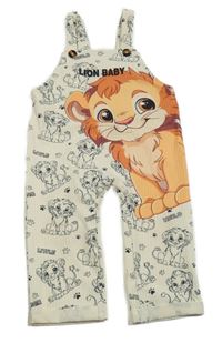 Smetanové žebrované laclové lehké tepláky se lvem 