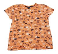 Lososové tričko s nápismi a obrázkami Kiki&Koko