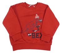 Červená mikina s dinosaurom M&S