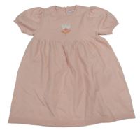 Ružové úpletové šaty s kvetinou Reserved