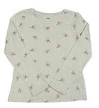 Biele tričko so stříbrnými srnci H&M