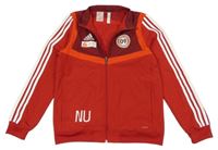 Červeno-vínová sportovní šusťáková funkční bunda s potiskem Adidas