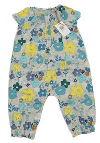 Nové - šedý lehký overal s květinami John Lewis