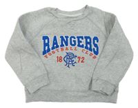 Sivá-melírovaná futbalová mikina s nápisem - Rangers