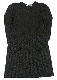 Čierne trblietavé pletené šaty H&M