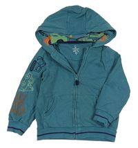 Modrá prepínaci mikina s bagrami a kapucňou Mothercare