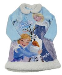 Světlemodré chlupaté šaty s límečkem - Ledové království Disney